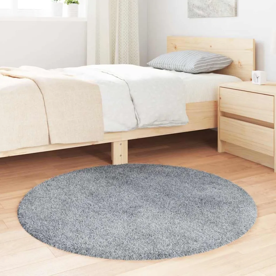 vidaXL Hoogpolig vloerkleed NAVARRA 100x100 cm polyester lichtgrijs grijs, foto 3