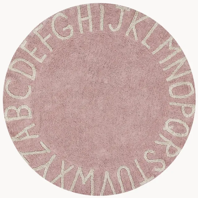 Lorena Canals Rond kindervloerkleed ABC met lettermotief Roze