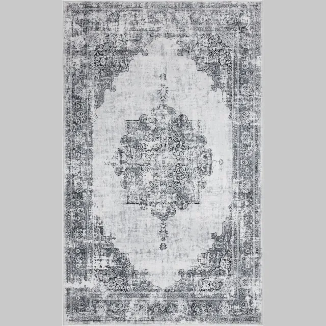 TESSO LIVING Vintage Tapijt - Zacht - Machinewasbaar Vloerkleed - Antislip - Premium Polyester Vezels - Zilver - 120cm x 160cm