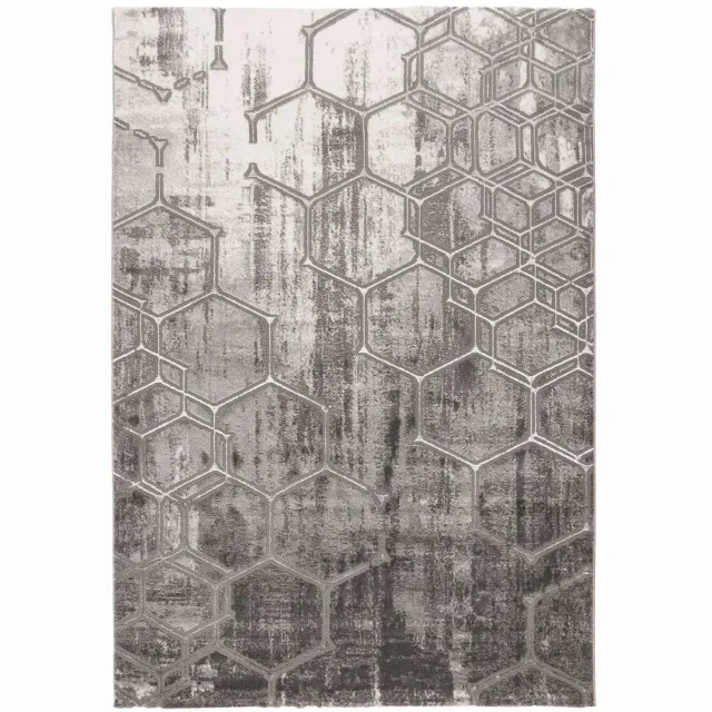 Dutch XXL Modern Vloerkleed | Tapijt | Marmaris | Hexagon | Zilver