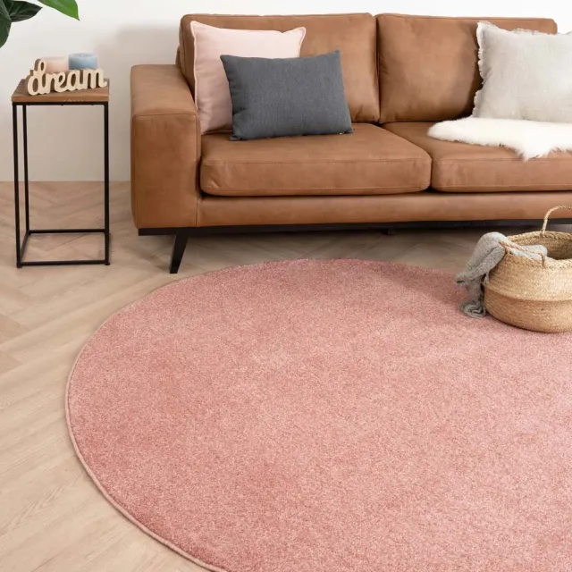 Tapeso Rond vloerkleed - Fine roze 200 lichtroze