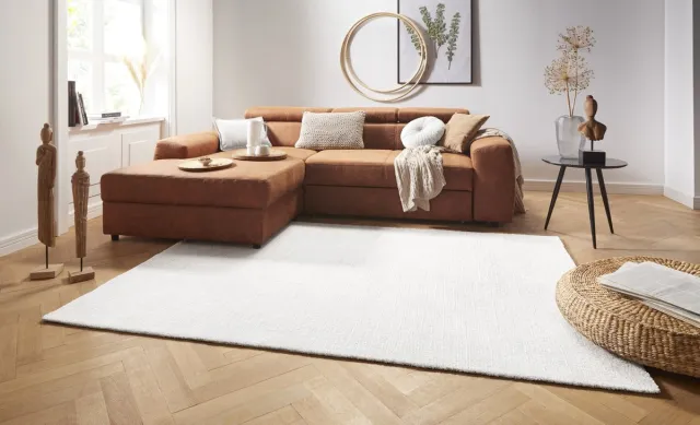 Mint rugs Flycarpets Laagpolig superzacht vloerkleed - Uni - Creme 80x150 cm