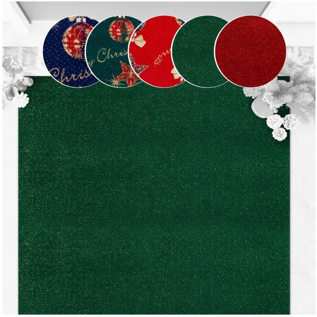 ANRO Effen Kerstloper Groen 100x140 cm - Glitter - Antislip