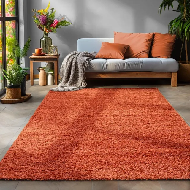 Muratap Basic Shaggy vloerkleed Terra / Oranje Hoogpolig- 80x150 CM