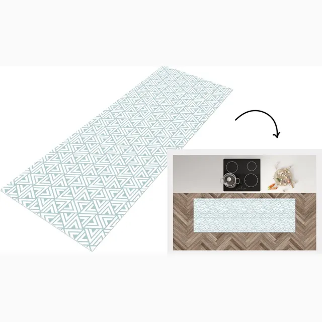 KitchenYeah Keukenloper - Loper keuken - Patroon - Lijn - Design - Groen - 180x60 cm - Keukenloper vinyl Multicolor