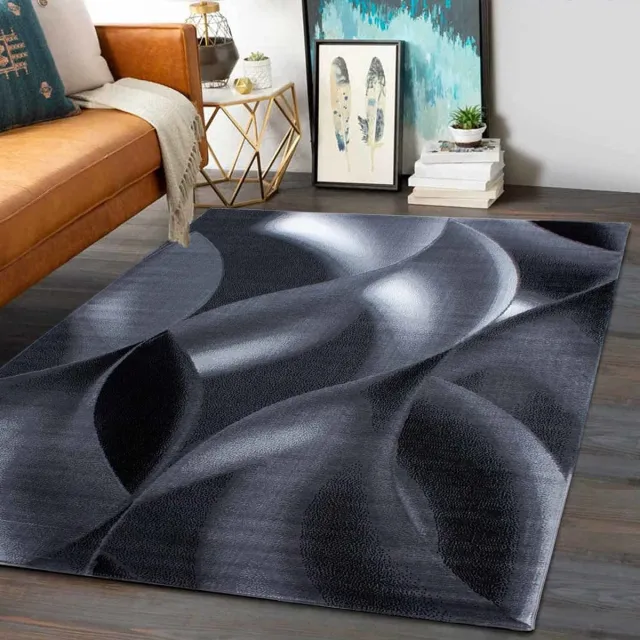 flycarpets Marlon Vloerkleed -Modern Laagpolig- Grijs / Zwart - 80x300 cm