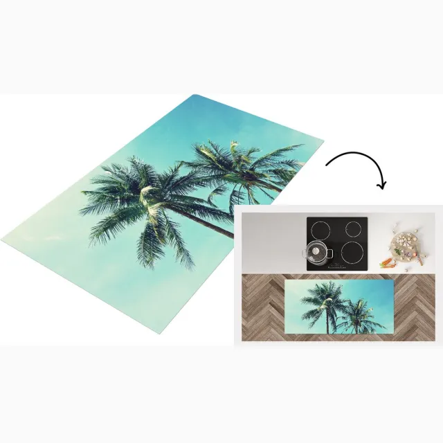 KitchenYeah Keukenloper - Loper keuken - Zomer - Palmboom - Lucht - 120x60 cm - Keukenloper vinyl Multicolor