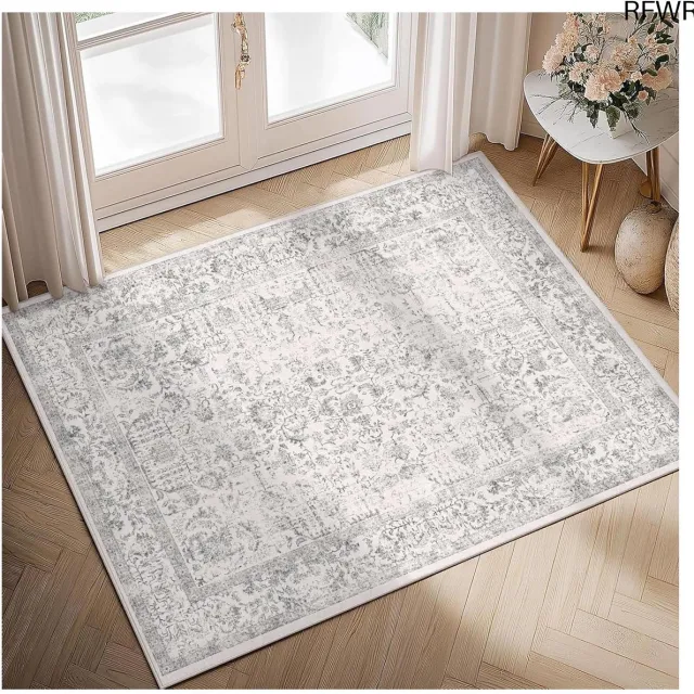 RFWR Vintage Entree Tapijt 60x90cm Antislip Machinewasbaar voor Keuken en Slaapkamer Accent Taupe Multi