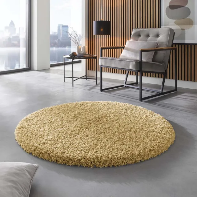 Shaggy Prime Rond hoogpolig vloerkleed - Shaggy Prime goud 160