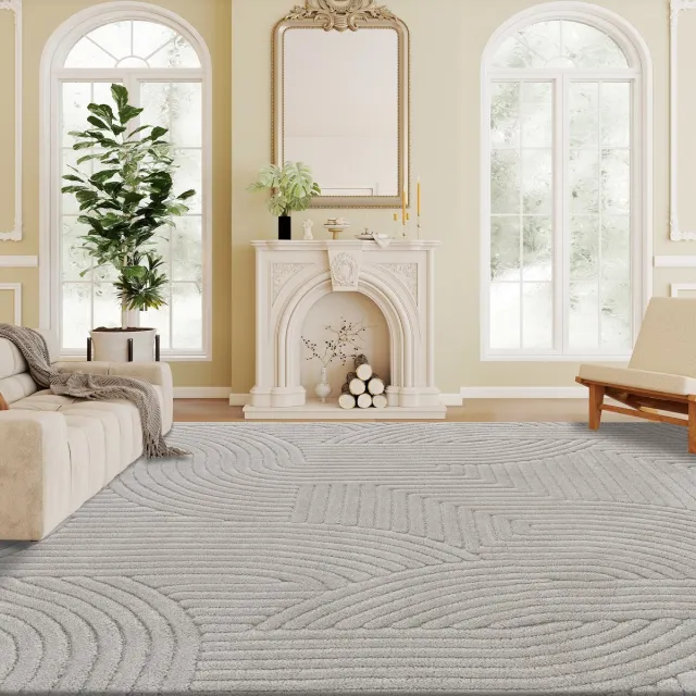 TEKROA Zacht Hoogpolig Vloerkleed - Hoogpolig tapijt - Zacht en Antislip - Carpet 160 x 120 cm - Grijs
