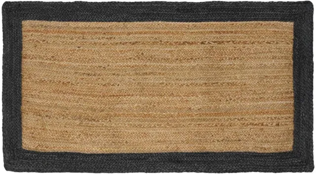 vidaXL Gebied - Tapijt - Donkergrijs - en - natuurlijk - 80 - x - 150 - cm - Jute Donkergrijs en Natuurlijk