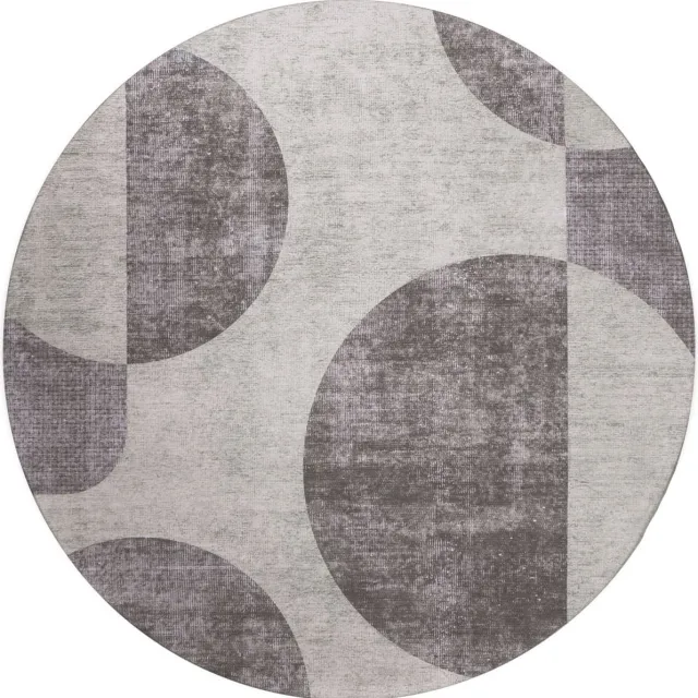 Veer Carpets Vloerkleed Cava Rond ø120 cm - Laagpolig Vloerkleed – Japandi / Modern Tijdloos Design Grijs