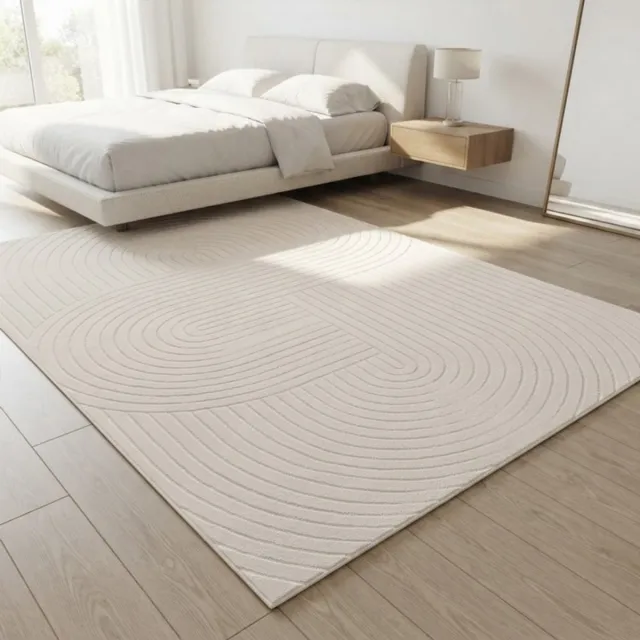 TapisTrend Designer tapijt Crème 200x280 cm Modern buitenkleed met concentrische lijnen en geometrische gebogen vormen voor terras, balkon en woonkamer Beige