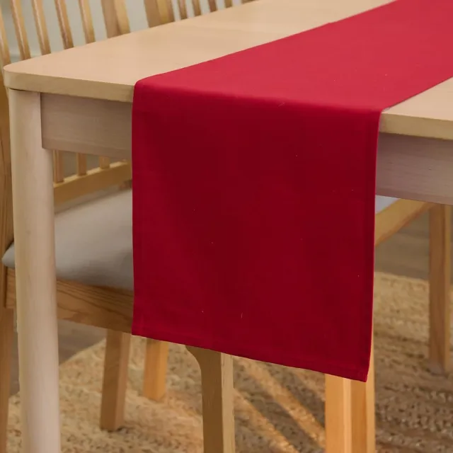Famanu Homes Eettafel Loper Gewoon Wasbaar - 6 zits, 40 x 230 cm, Deep Red wit