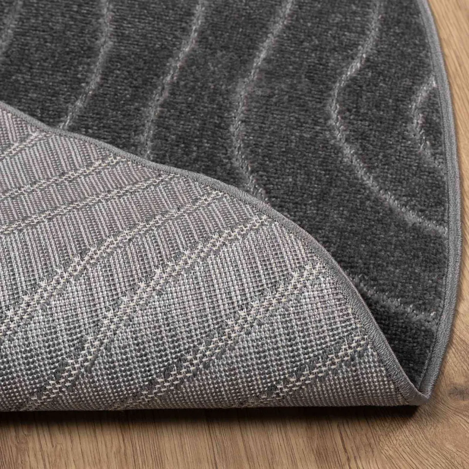 vidaXL Binnen- en buitentapijt PALMERAS Antraciet Ø 200 CM Polyester, foto 4