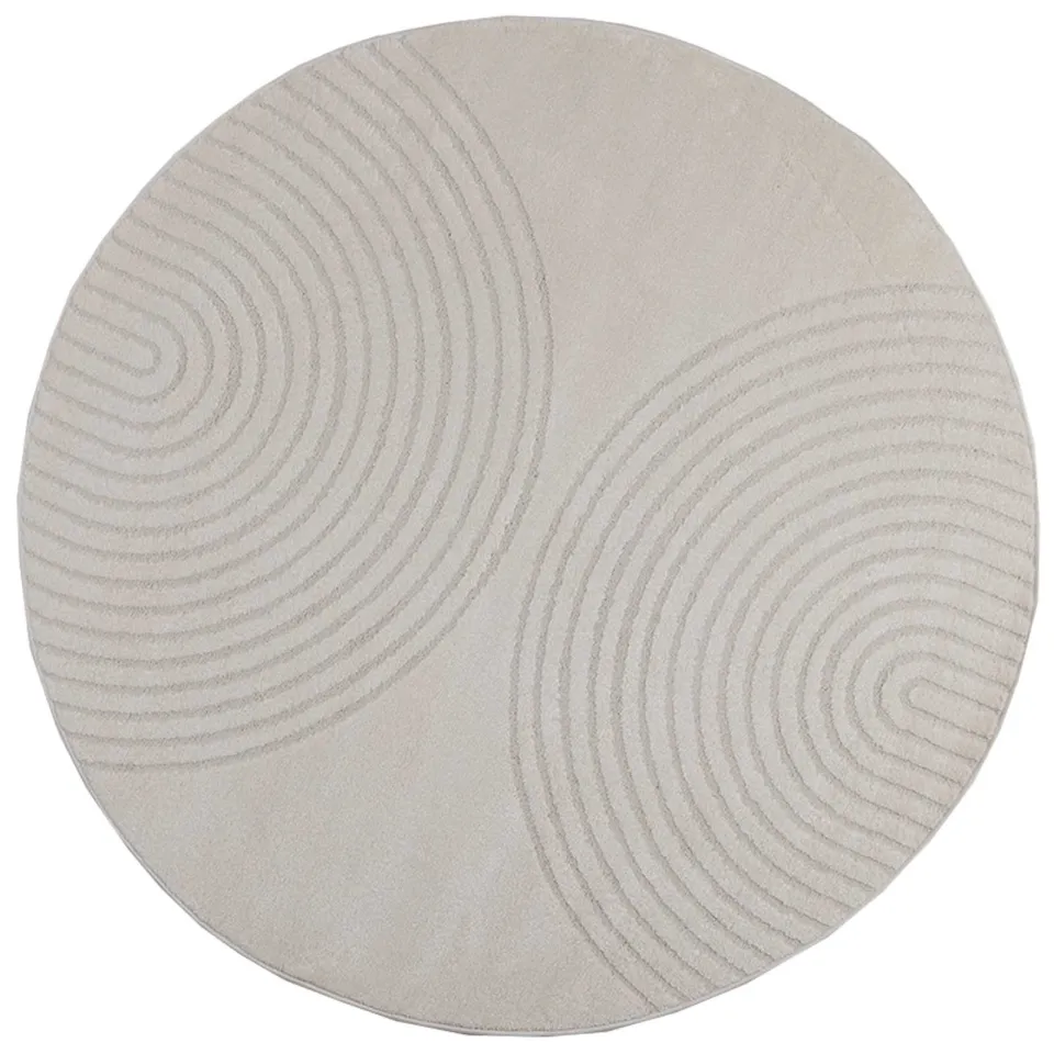 vidaXL Binnen kleed GALATI Crèmekleurig Ø 120 CM Polyester