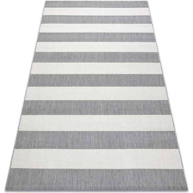 RUGSX Kleden Rugsx Sisal tapijt SISAL FLAT 48644/637 STREPEN 120x170 cm Grijs