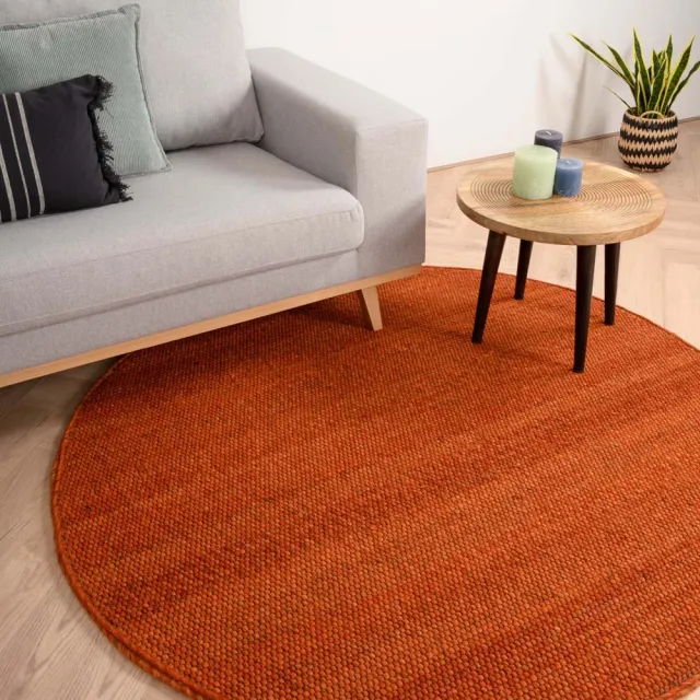 Nordic Weavers Rond wollen vloerkleed - Lett cognac 190 terracotta