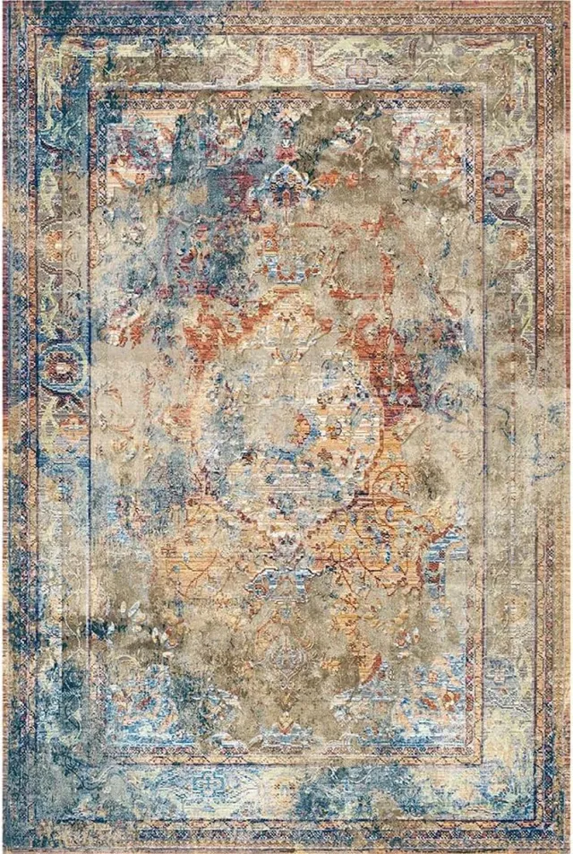Bamyum Landon Bedrukte Tapijt Chenille-Print Machinaal Gemaakt 160 x 230 cm, Wasbare Multicolor Vintage Tapijt, Antibacterieel Anti-Slip Keukentapijt Veelkleurig