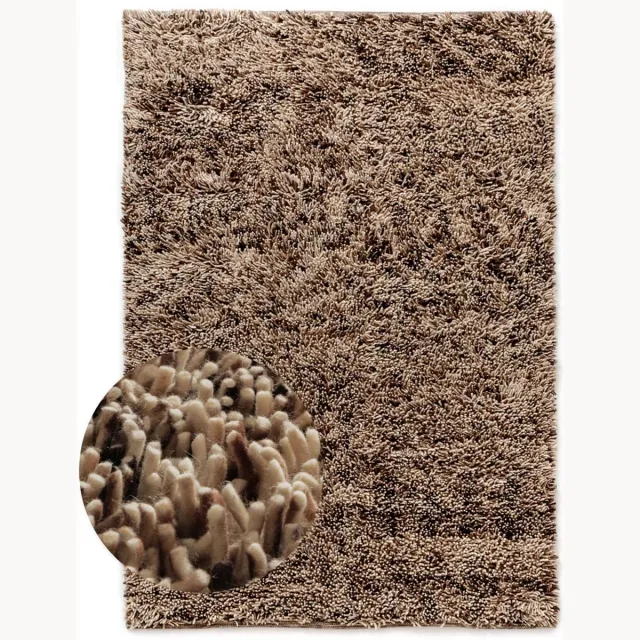 Nordic Weavers Hoogpolig vloerkleed wol - Aurelia crème/bruin 120x170