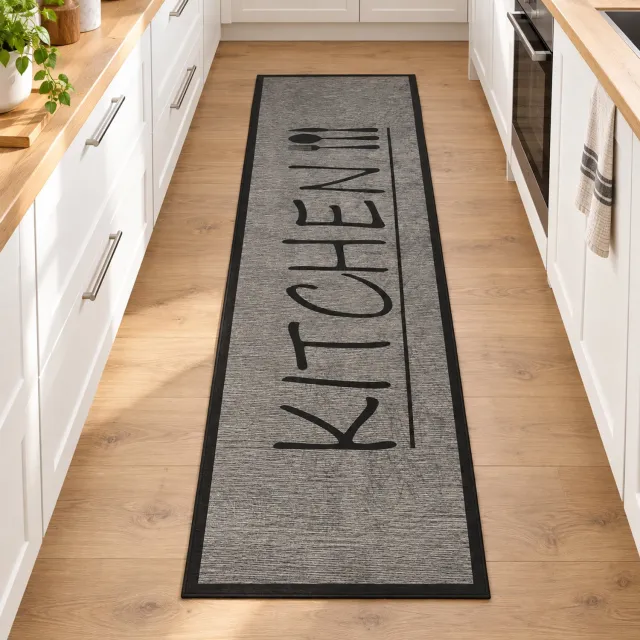La Sheba Keukenloper Kitchen - Donkergrijs - 60x180 cm - Vloerkleden - Keuken Tapijt - Keukenmat - Loper Tapijt - Loper Vloerkleed