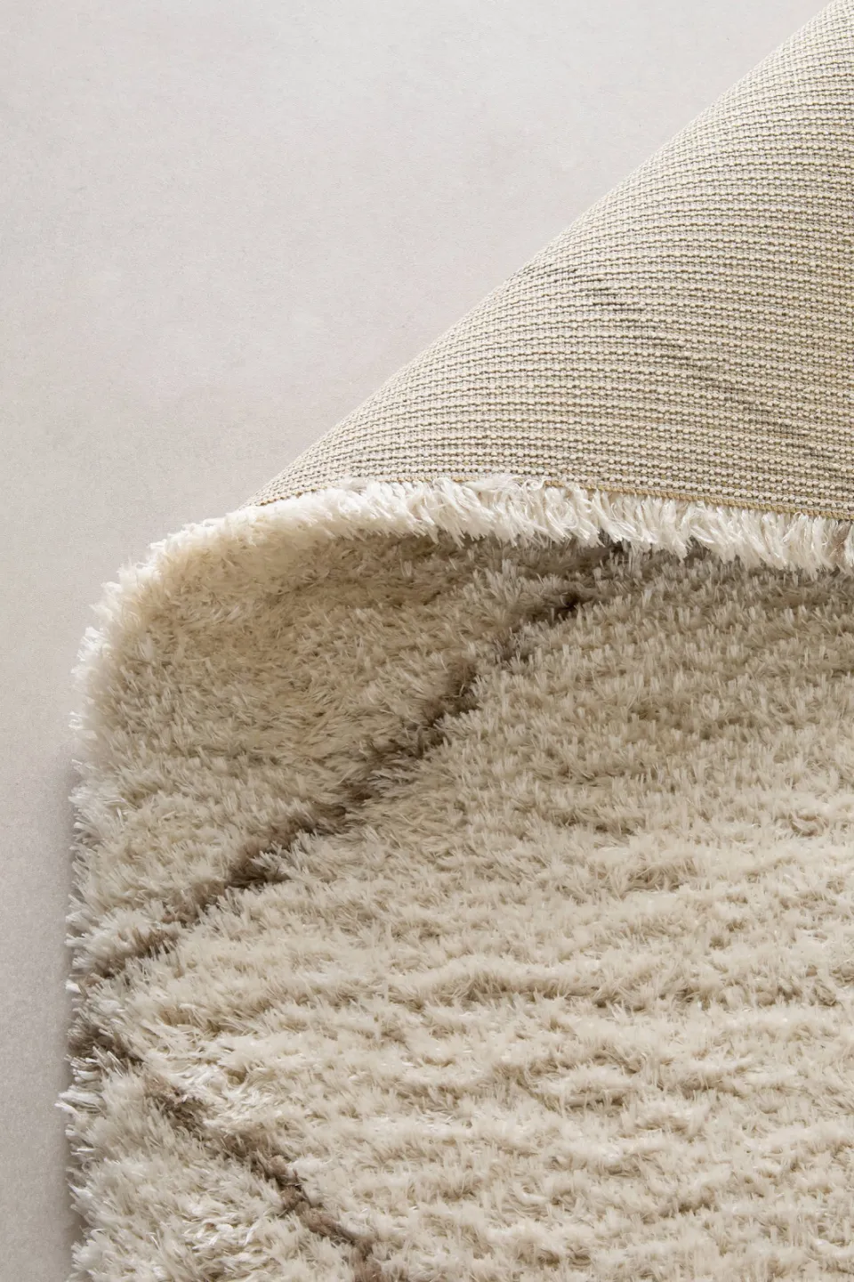 NOUS Living hoogpolig vloerkleed crème bruin, foto 5