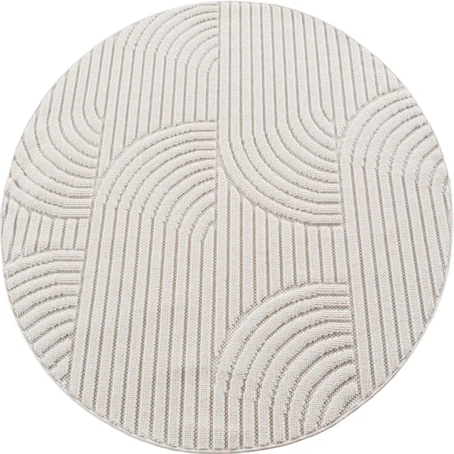 Ayyildiz Helix Japandi Vloerkleed Creme 200 cm rond – Effen Laagpolig Tapijt – Modern Scandinavisch Design voor Woonkamer en Slaapkamer