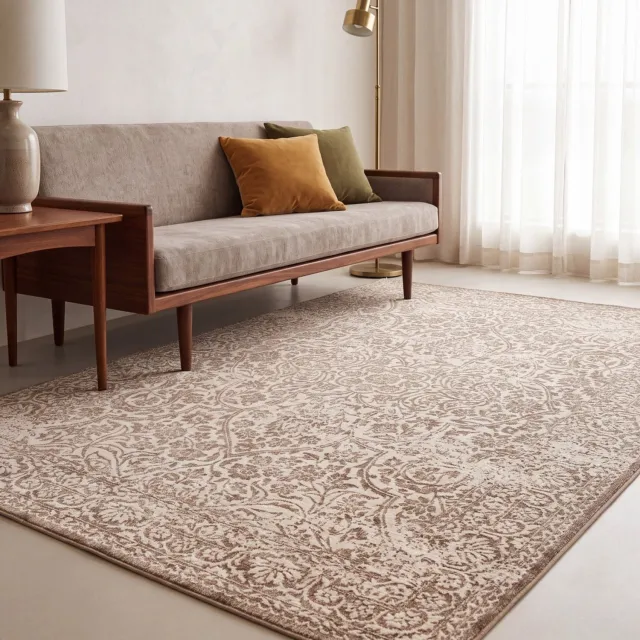 Acsento Heritage Bronze Vloerkleed - Taupe,Bruin,Beige - Rechthoekig - Polyester - Woonkamer, Eetkamer, Slaapkamer - Medaillon - Klassiek, Vintage