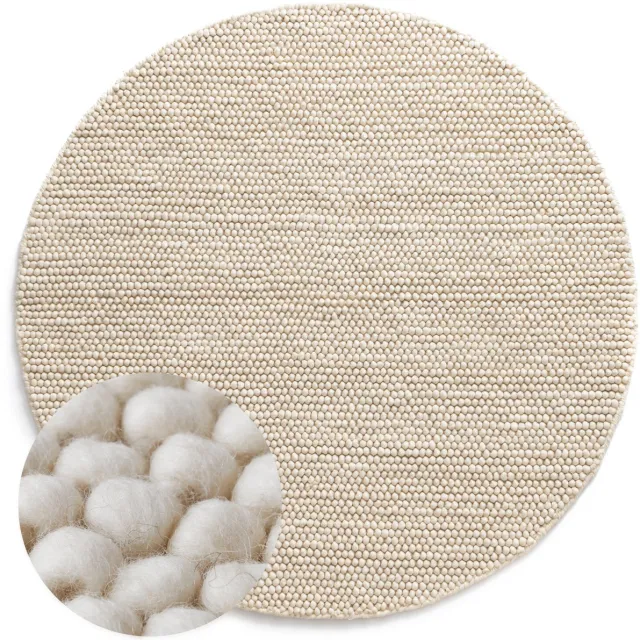 Nordic Weavers Rond wollen vloerkleed - Fjell wit 150