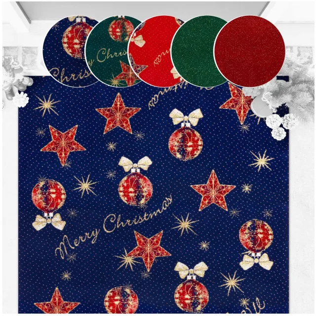 ANRO Merry Christmas Kerstloper Blauw - Glitter - Antislip