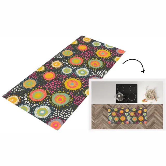 KitchenYeah Keukenloper - Loper keuken - Meisje - Hartjes - Liefde - Patronen - 120x50 cm - Keukenloper vinyl Multicolor