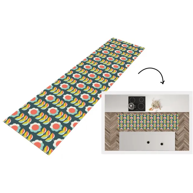 KitchenYeah Keukenloper - Keukenmat vinyl Retro - Bloemen - Scandinavisch - Keukenmatten loper - Keuken vloerkleed tapijt, foto 4