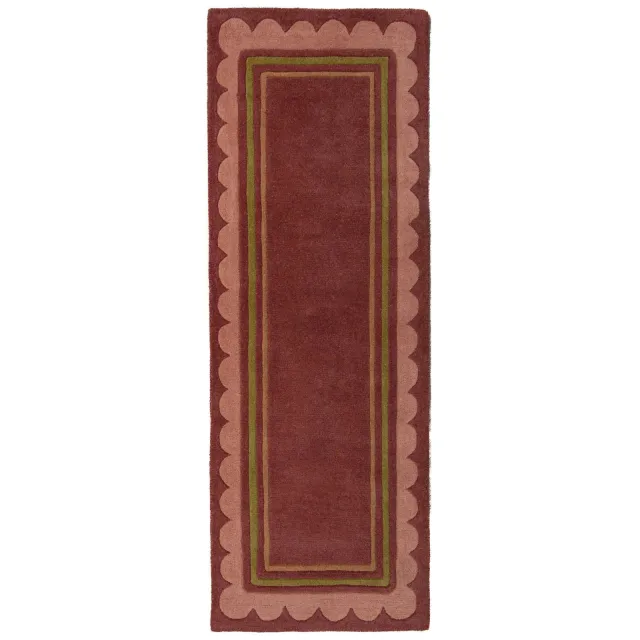 Flair Rugs Lois Scallop Border wollen loper rood Paars