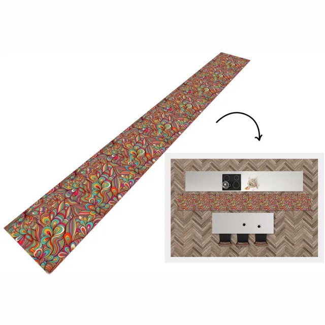 KitchenYeah Keukenloper 400x50 cm - Keukenmat vinyl Design - Jaren 70 - Fantasy - Kleur - Keukenmatten loper - Keuken vloerkleed tapijt Design - Fantasy - Kleur