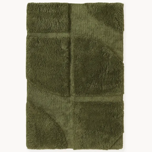 Westwing Collection Pluizig hoog-laag vloerkleed Jade Groen