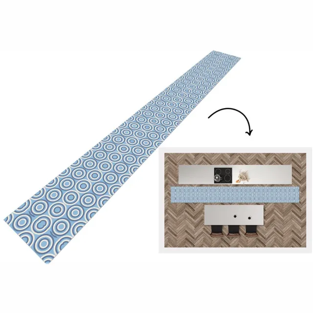 KitchenYeah Keukenloper - Keukenmat vinyl Cirkel - Blauw - Patroon - Keukenmatten loper - Keuken vloerkleed tapijt, foto 3