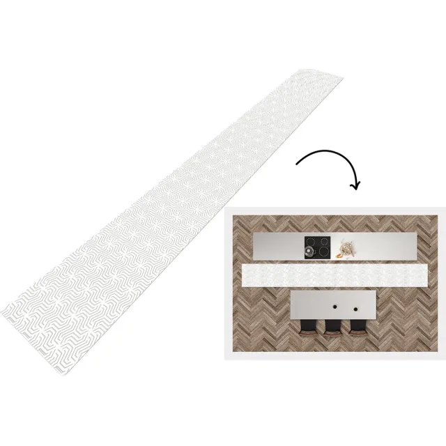 KitchenYeah Keukenloper - Keukenmat - Design - Lijn - Patroon - Zwart - Wit - Keuken vloerkleed Multicolor