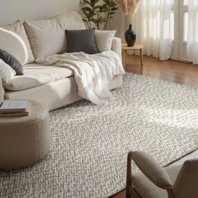 Elle Decoration Lyon wollen vloerkleed Beans Naturel Crème/Grijs - 160 x 230 cm - (M) Beige