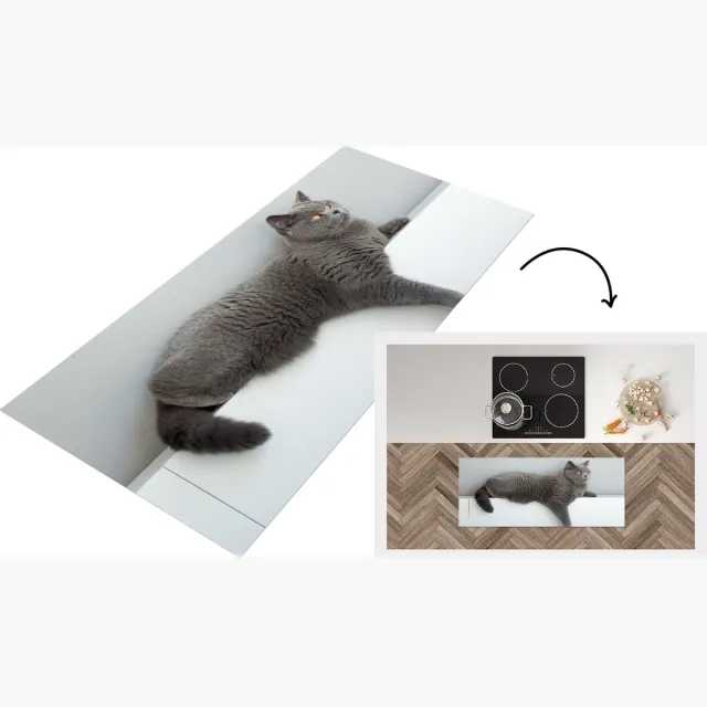 KitchenYeah Keukenloper - Loper keuken - Kat - Britse Korthaar - Grijs - Keukenloper vinyl Multicolor