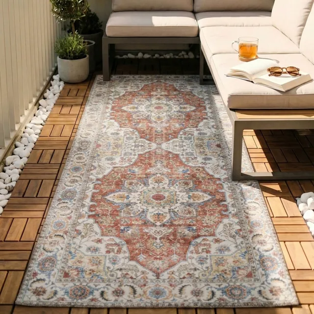 Fraai Wasbare loper - Domingo Mandala Terracotta - 80x180cm