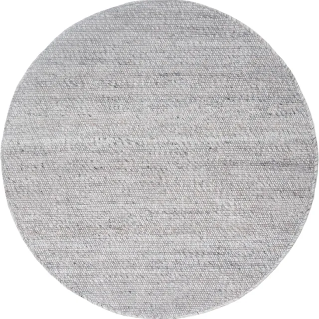 Veer Carpets Vloerkleed Pebbel 814 - Rond ø160 cm - Wol Viscose Laagpolig Vloerkleed – Modern / Design Interieur Licht Grijs