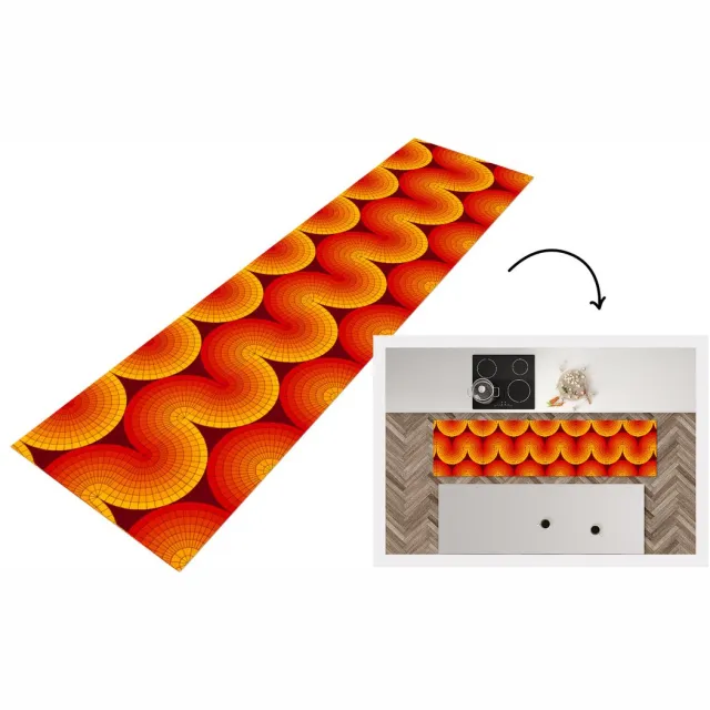 KitchenYeah Keukenloper - Keukenmat vinyl Design - Retro - Rood - Abstract - Keukenmatten loper - Keuken vloerkleed tapijt