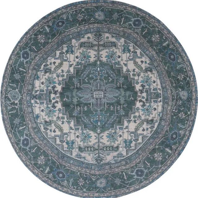 Veer Carpets Vloerkleed Heris Green 10 - Laagpolig Vloerkleed – Vintage / Klassiek Design Groen
