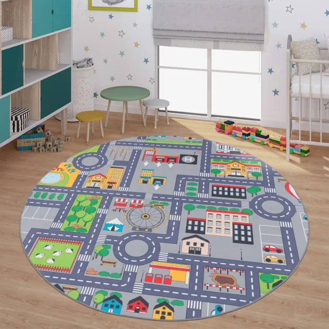 TT Home Kinderkamertapijt tapijt jongen meisje kinderkamertapijt baby antislip straat 200 x 200 cm Rechthoek 200 x 200 cm Rechthoek grijs