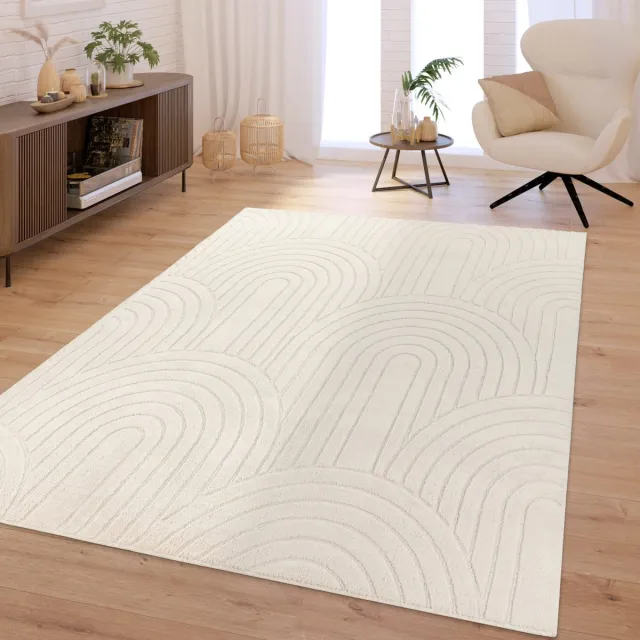 TT Home Woonkamertapijt eetkamer kortpolig geometrisch uiterlijk Skandi Boho effen kleuren 80 x 150 cm Rechthoek beige