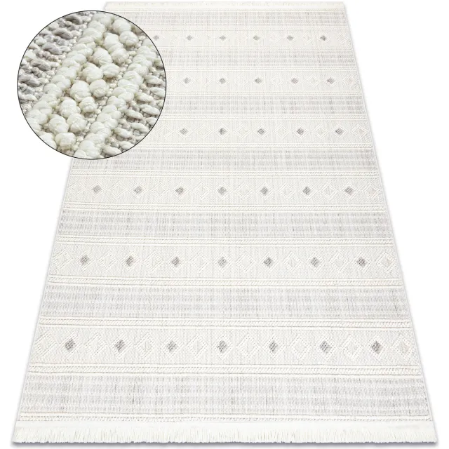RUGSX Kleden Rugsx Vloerkleed NANO FH69A Diamanten, lus, platgeweven 180x270 cm Wit