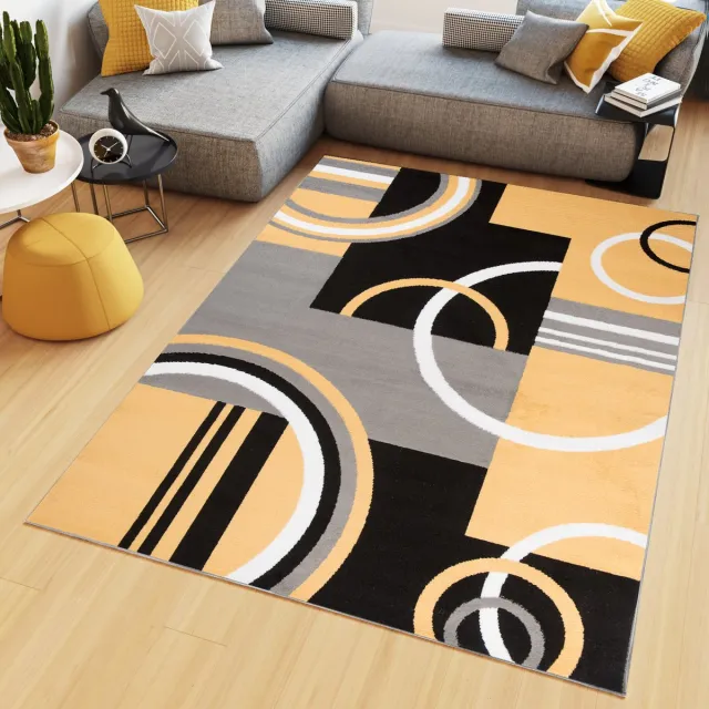 Tapiso Maya Vloerkleed Geel Kleed Woonkamer Modern Tapijt Maat- 160x220 Grijs Geel