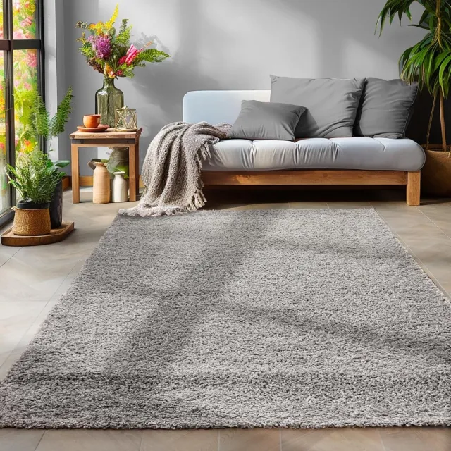 Muratap Basic Shaggy vloerkleed Lichtgrijs Hoogpolig- 100x200 CM Licht grijs
