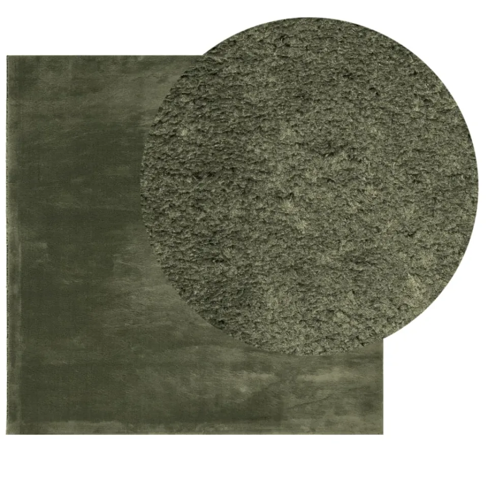 vidaXL Rug HUARTE Green 160 x 160 cm 100% Polyester Plat Wasbaar, foto 2