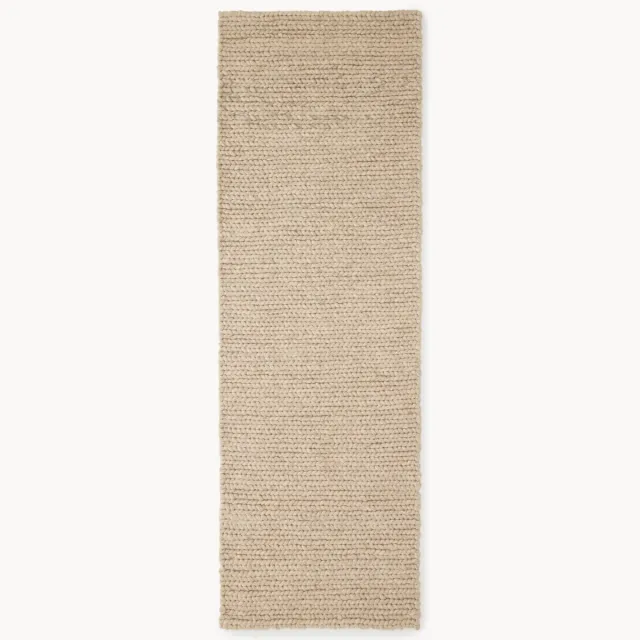 Westwing Collection Handgemaakte wollen loper Bruna met gevlochten structuur Beige